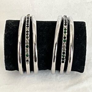 Elegant Silver and Stone Hoop Earrings